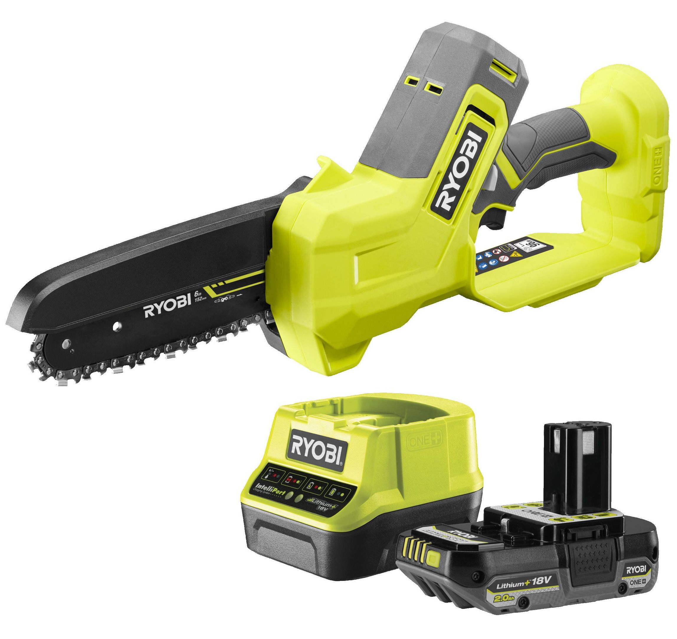 Ryobi RY18PS15A-120 akkus ágvágó láncfűrész (1 x 2.0 Ah Li-ion akkuval) termék fő termékképe