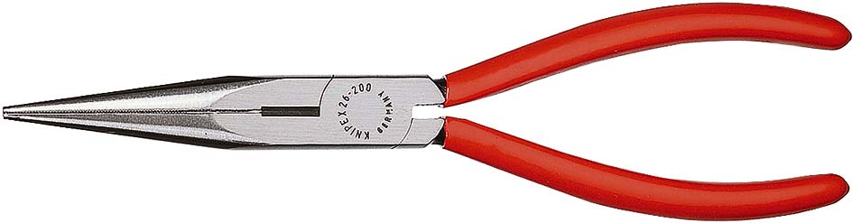 Félkerekcsőrű fogó hosszú, vágóél, PVC nyél 200 mm, vágóéllel, krómozott fej termék fő termékképe