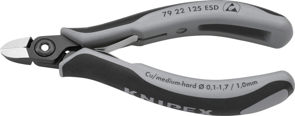 Elektronikai oldalcsípő fogó, precíziós, ESD 125 mm/0,1-1,7 mm, hegyes fej termék fő termékképe