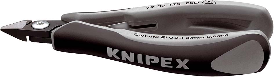 Elektronikai oldalcsípő fogó, precíziós, ESD 125 mm/0,1-1,5 mm, hegyes fej termék fő termékképe