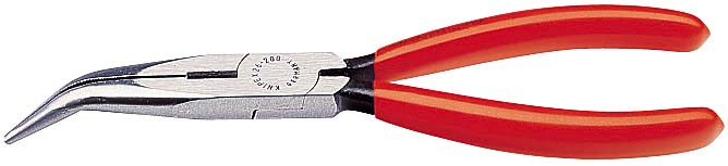 Félkerekcsőrű fogó hajlított, polír. fej, PVC nyél 200 mm, 40°-os, vágóéllel termék fő termékképe