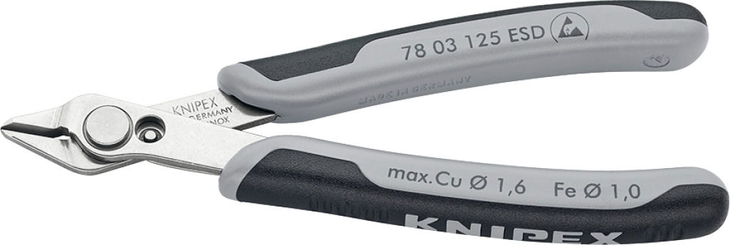Elektronikai oldalcsípő fogó, Super-Knips, ESD 125 mm/0,2-1,6 mm, INOX termék fő termékképe