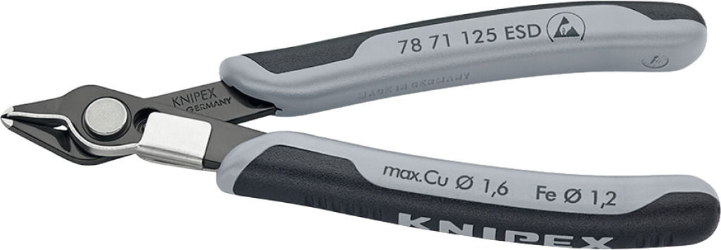 Elektronikai oldalcsípő fogó, Super-Knips, ESD 125 mm/0,2-1,6 mm, barnított termék fő termékképe
