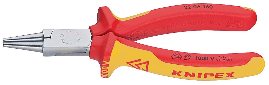 Szigetelt kerekcsőrű fogó, rövid csőrű, kétk. nyél 160 mm, 1000V termék fő termékképe