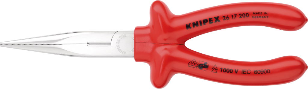 Szigetelt félkerekcsőrű fogó, hosszú csőrű, 1000 200 mm, vágóéllel 1000V, mártott nyél termék fő termékképe