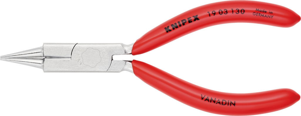 Kerekcsőrű ékszerész fogó, krómozott fej, PVC nyél 130 mm termék fő termékképe