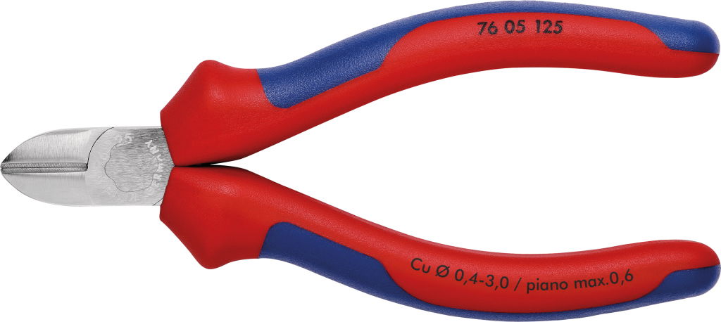 Elektronikai oldalcsípő fogó, kétkomponensű nyél 125 mm/0,4-2,5 mm, krómozott fej termék fő termékképe