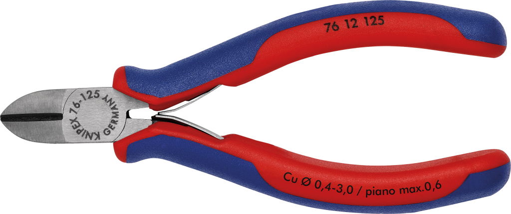 Elektronikai oldalcsípő fogó, kétkomponensű nyél 125 mm/0,4-2,5 mm, polírozott fej termék fő termékképe