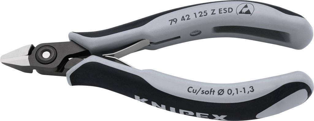 Elektronikai oldalcsípő fogó, precíziós, ESD 125 mm/0,1-1,3 mm, hegyes fej termék fő termékképe