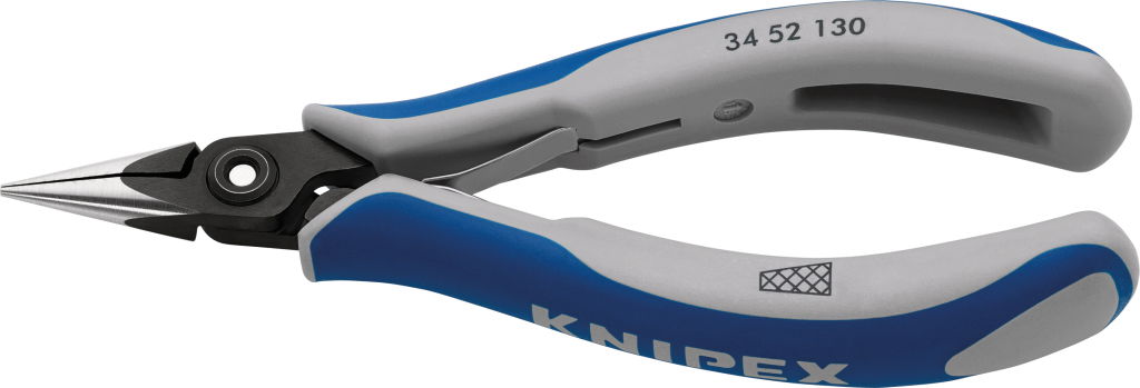 Elektronikai félkerekcsőrű fogó, precíziós 130 mm, keresztfogazott pofa termék fő termékképe