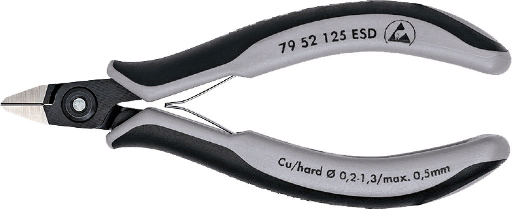 Elektronikai oldalcsípő fogó, precíziós, ESD 125 mm/0,2-1,3 mm, hegyes fej termék fő termékképe