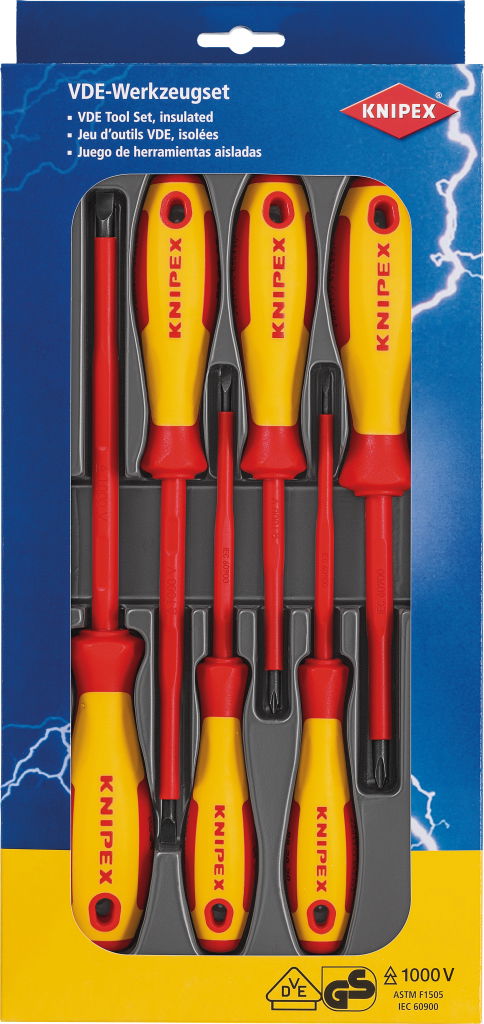 Szigetelt csavarhúzó készlet, lapos + PH, 1000V 6 részes 3,0,4,0,5,5,6,5,PH1,PH2 termék fő termékképe