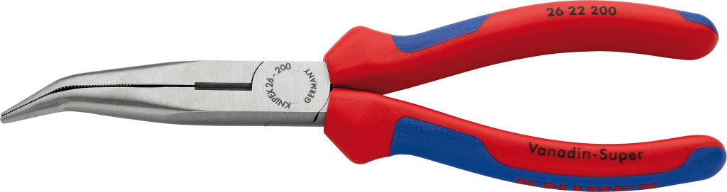 Félkerekcsőrű fogó hajlított, polír.fej, kétk.nyél 200 mm, 40°-os, vágóéllel termék fő termékképe