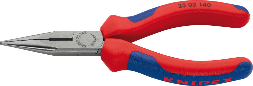 Félkerekcsőrű ( rádiós ) fogó, kétkomponensű nyél 140 mm, vágóéllel, polírozott fej termék fő termékképe