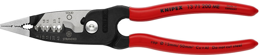 Szerelőfogó, PVC nyél, WireStripper, európai 200 mm, csupaszítás 0,75-6mm2, kábelvágás 15 mm lapos kábelek vágására is alkalmas termék fő termékképe