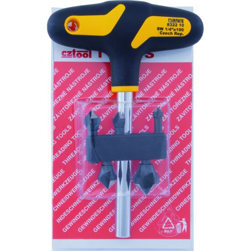 Bucovice Tools Kúpsüllyeszto készlet bit befogású, 90°-os, 3 él 6,3-8,3-10,4-12,4-16,5 bliszteres, T hajtószárral termék fő termékképe