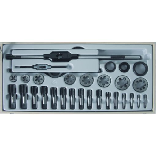 Bucovice Tools Kézi menetfúró, metszo készlet fa dobozban, HSS G1/8"-G1"  hajtóvasakkal termék fő termékképe