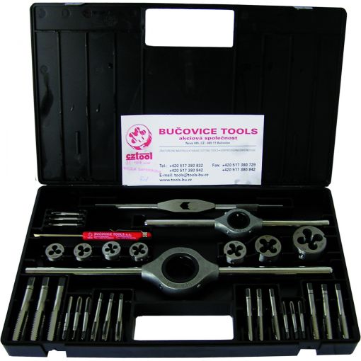 Bucovice Tools Kézi menetfúró, metszo készlet muanyag dobozban M 3-M12  WS, hajtóvasakkal termék fő termékképe