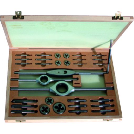 Bucovice Tools Kézi menetfúró, metszo készlet fa dobozban, WS BSW1/8-BSW1/2  hajtóvasakkal termék fő termékképe