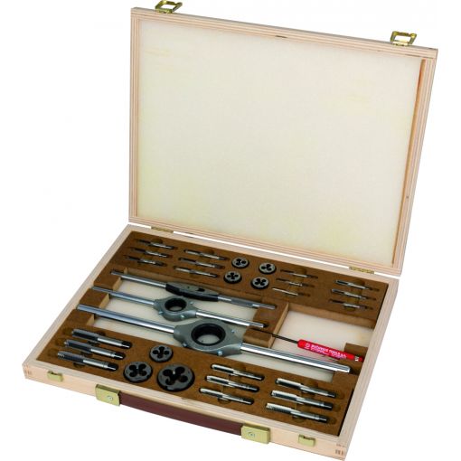 Bucovice Tools Kézi menetfúró, metszo készlet fa dobozban M 3-M12  WS, hajtóvasakkal  M 1-D termék fő termékképe