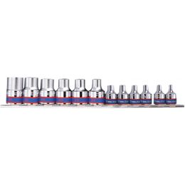 Dugókulcs készlet 1/2", 3/8", TORX E, E4-E20, 12 részes, tartósínen termék fő termékképe