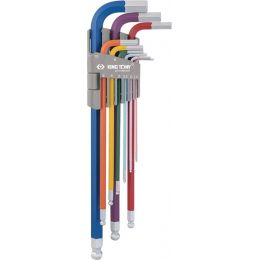 Hatszögkulcs készlet hosszú, gömbvégu, színkódolt 1.5-10 mm 9 részes termék fő termékképe