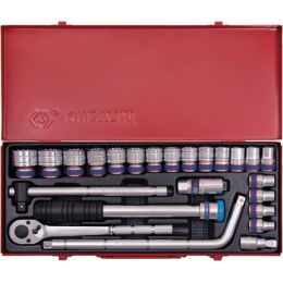 Dugókulcs készlet 1/2" 6 szög, fém kazetta 10-32 mm L= 38 mm 24 részes termék fő termékképe