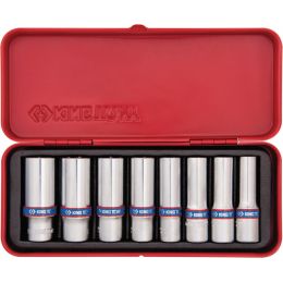 Dugókulcs készlet, hosszú, 6 szögu, fém kazettában M10-M19 8 részes 3/8" termék fő termékképe