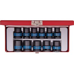 Dugókulcs készlet 1/2" gépi ( fém kazetta ) 10-21 mm L= 38 mm 6 szög 11 részes termék fő termékképe