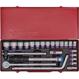 Dugókulcs készlet 1/2" 6 szög, fém kazetta 10-32 mm L= 38 mm 24 részes termék fő termékképe