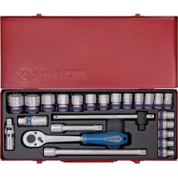 Dugókulcs készlet 1/2" 6 szög, fém kazetta 10-32 mm L= 38 mm 24 részes termék fő termékképe