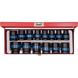 Dugókulcs készlet 1/2" gépi ( fém kazetta ) 10-27 mm L= 38 mm 6 szög 14 részes termék fő termékképe