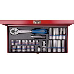 Dugókulcs készlet 3/8" ( fém kazetta ) 12 szögu 8-19 mm L=63 mm, 7-19 mm L=27 mm termék fő termékképe