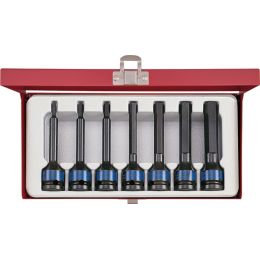 Rátuzokulcs készlet 1/2" TORX, gépi TX25-TX60 L= 100 mm 7 részes, fém kazetta termék fő termékképe