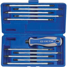 Csavarhúzó készlet, cserélheto, kétoldalas pengék FL, PH, PZ, SW, TX, 11 részes, muanyag dobozban termék fő termékképe