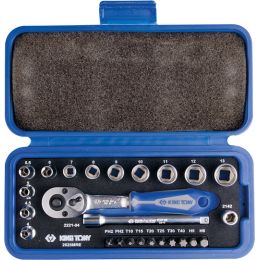 Dugókulcs készlet + bitek 1/4" ( muanyag koffer ) 4-13 mm, PH, SW, TX, 25 részes termék fő termékképe