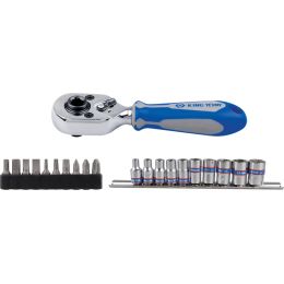 Dugókulcs készlet + bitek 1/4" (muanyag+fém tartó) 4-13 mm, PH, TX, SW, racsnis hajtókar 21 részes termék fő termékképe