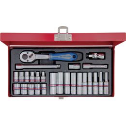 Dugókulcs készlet, rövid/hosszú 1/4" colos AF5/32"-1/2" 26 részes, fém kazettában termék fő termékképe