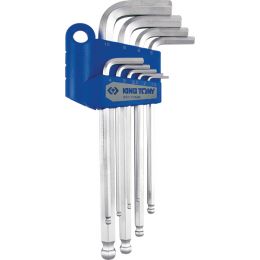 Hatszögkulcs készlet hosszú, gömbvégu, krómozott 1,5-10 mm 9 részes, muanyag tartóban termék fő termékképe