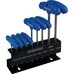 TORX kulcs készlet, T-nyelu TX10-TX50 9 részes, fém állványon termék fő termékképe