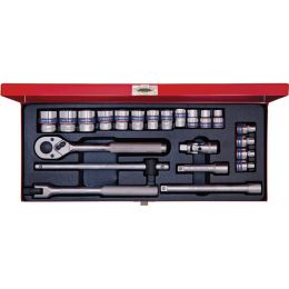 Dugókulcs készlet 3/8" ( fém kazetta ) 12-szögu 6-22 mm, 22 részes 12 szögu termék fő termékképe