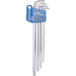 Hatszögkulcs készlet extra hosszú, gömbvégu 1.5-10 mm muanyag tartóban, 9 részes termék fő termékképe