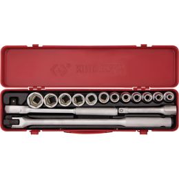 Dugókulcs készlet 1/2"  6 szög 8-27 mm L= 38 mm 15 részes, fém kazetta 15 részes termék fő termékképe