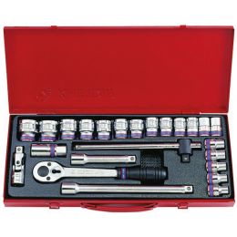 Dugókulcs készlet 1/2" 6 szög, fém kazetta 10-32 mm L= 38 mm 24 részes termék fő termékképe