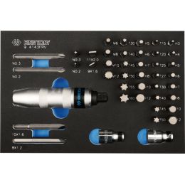 Modul Ütve csavarozó készlet, EVA tálcás 43 részes, lapos+PH+TX+XZN+hatszög bitek termék fő termékképe