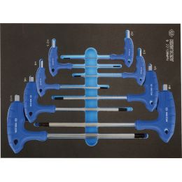 Modul Hatszögkulcs készlet, T-nyelu, gömbvégu 2-10 mm, 8 részes, kétvégu, EVA termék fő termékképe