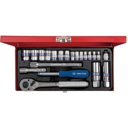 Dugókulcs készlet 1/4", 3/8" (fém kazetta) 4-19 mm, 21 részes termék fő termékképe