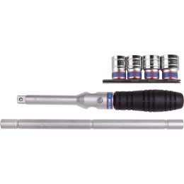 Dugókulcs készlet kerékszereléshez 1/2" 6 szög 17-23 mm L= 38 mm 6 részes, fém kazetta termék fő termékképe