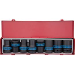 Dugókulcs készlet 1" gépi, vékony (fém kazetta) Hatszög:24,27,32,38,41mm, négyszög: 17,21mm termék fő termékképe