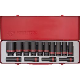 Dugókulcs készlet 1/2" gépi, hosszú colos AF3/8"-1.1/4" L= 80mm, 14 részes 6szög fém kazetta termék fő termékképe